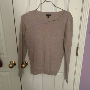 Gray/Beige Sweater with Silver Embellishments
